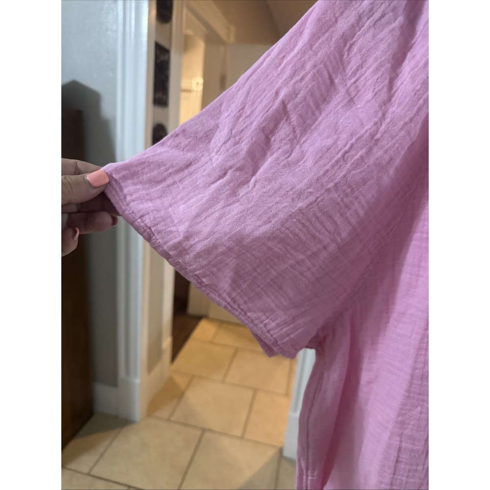BeachLunchLounge Pink Gauze Lightweight Flutter Sleeve Blouse 1X Plus New Tags - Picture 6 of 9